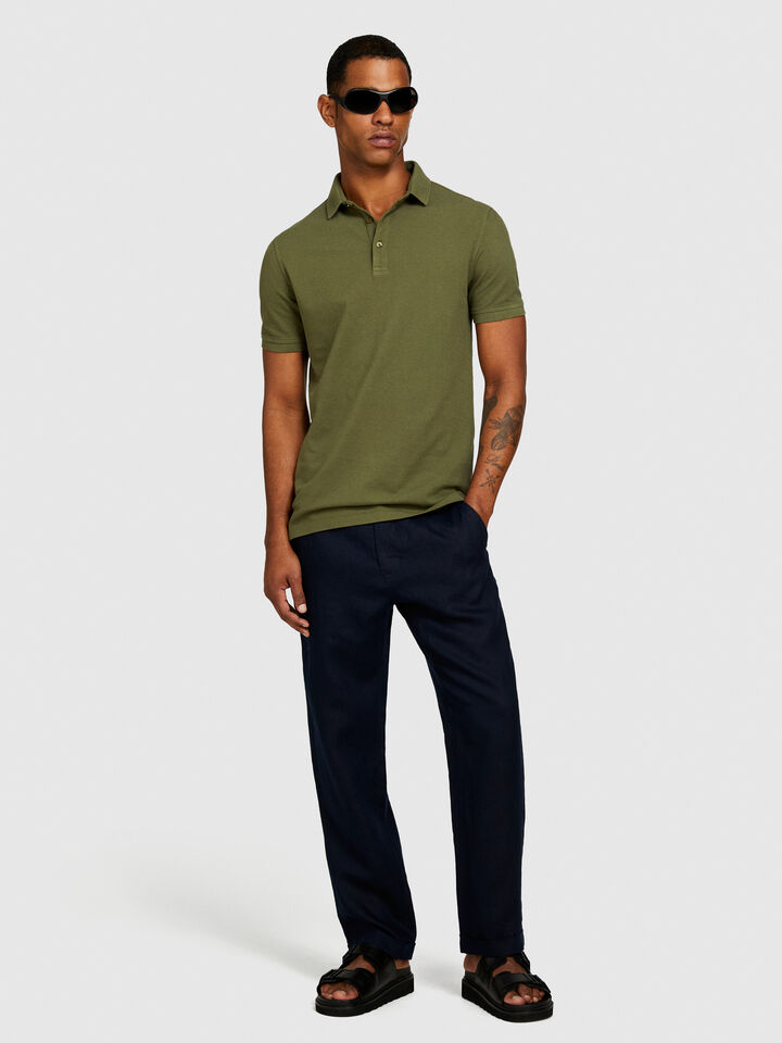 Regular fit trousers in 100% linen - men's regular fit trousers - Dark Blue | Sisley image number 1